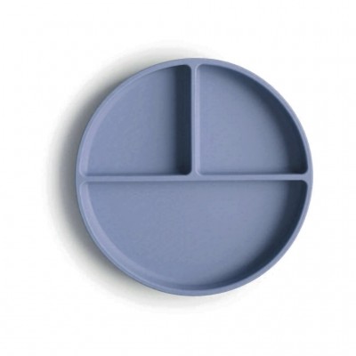 Assiette plate silicone bleu